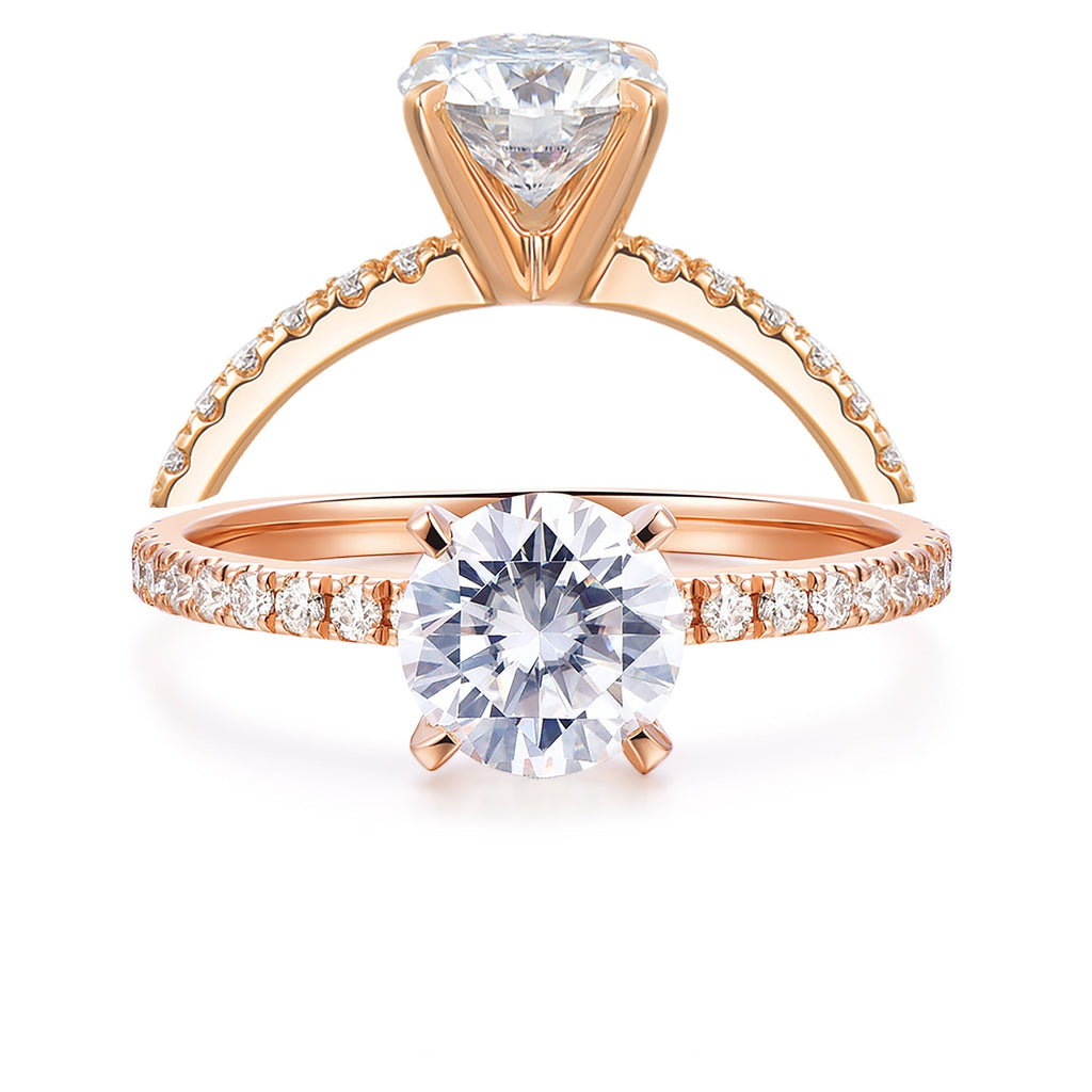 DochKata 14K Gold Moissanite Engagement Ring 1ct Round Brilliant Cut