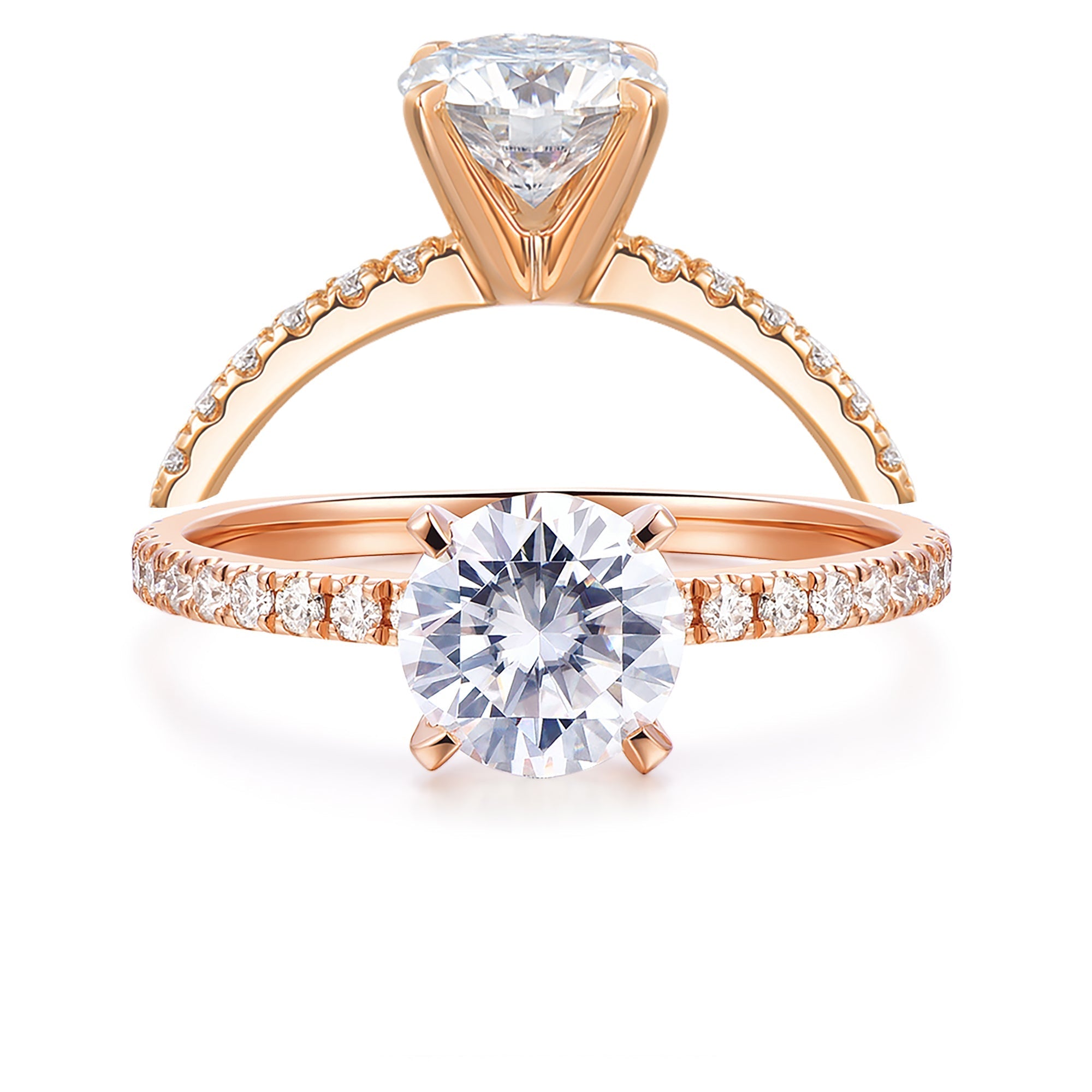 DochKata 14K Gold Moissanite Engagement Ring 1ct Round Brilliant Cut