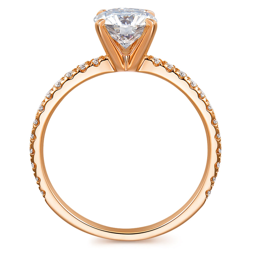 DochKata 14K Gold Moissanite Engagement Ring 1ct Round Brilliant Cut