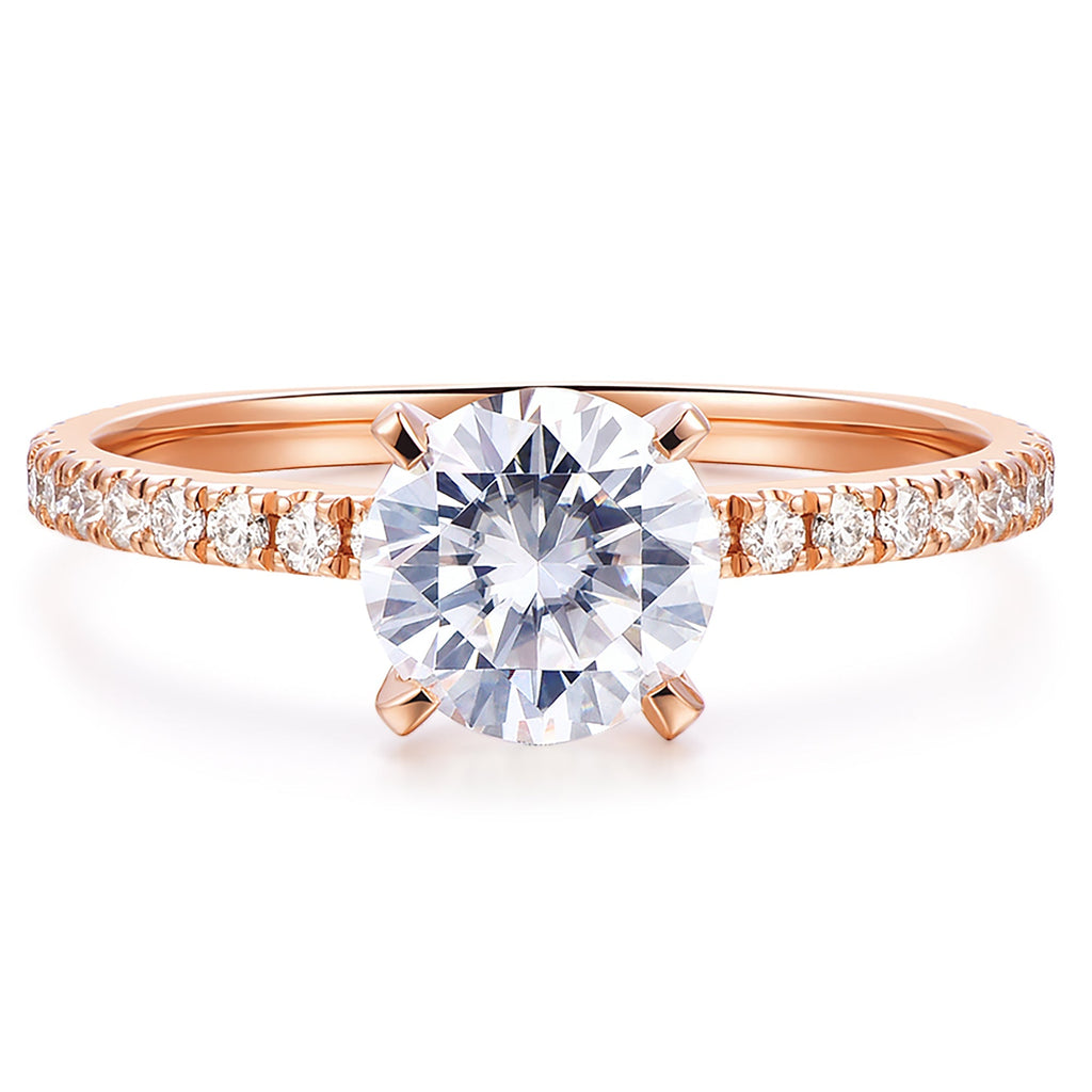 DochKata 14K Gold Moissanite Engagement Ring 1ct Round Brilliant Cut