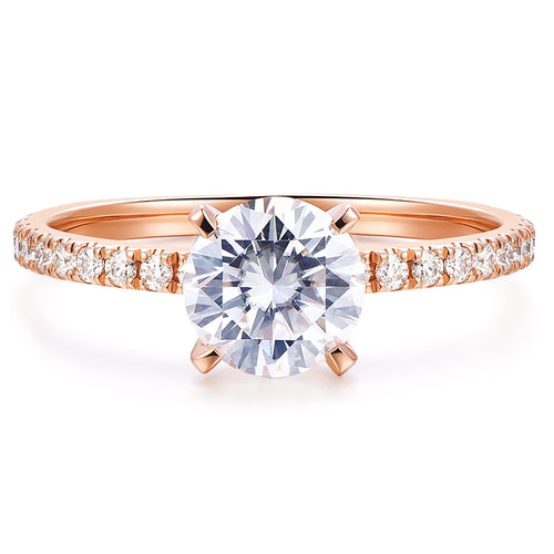 DochKata 14K Gold Moissanite Engagement Ring 1ct Round Brilliant Cut