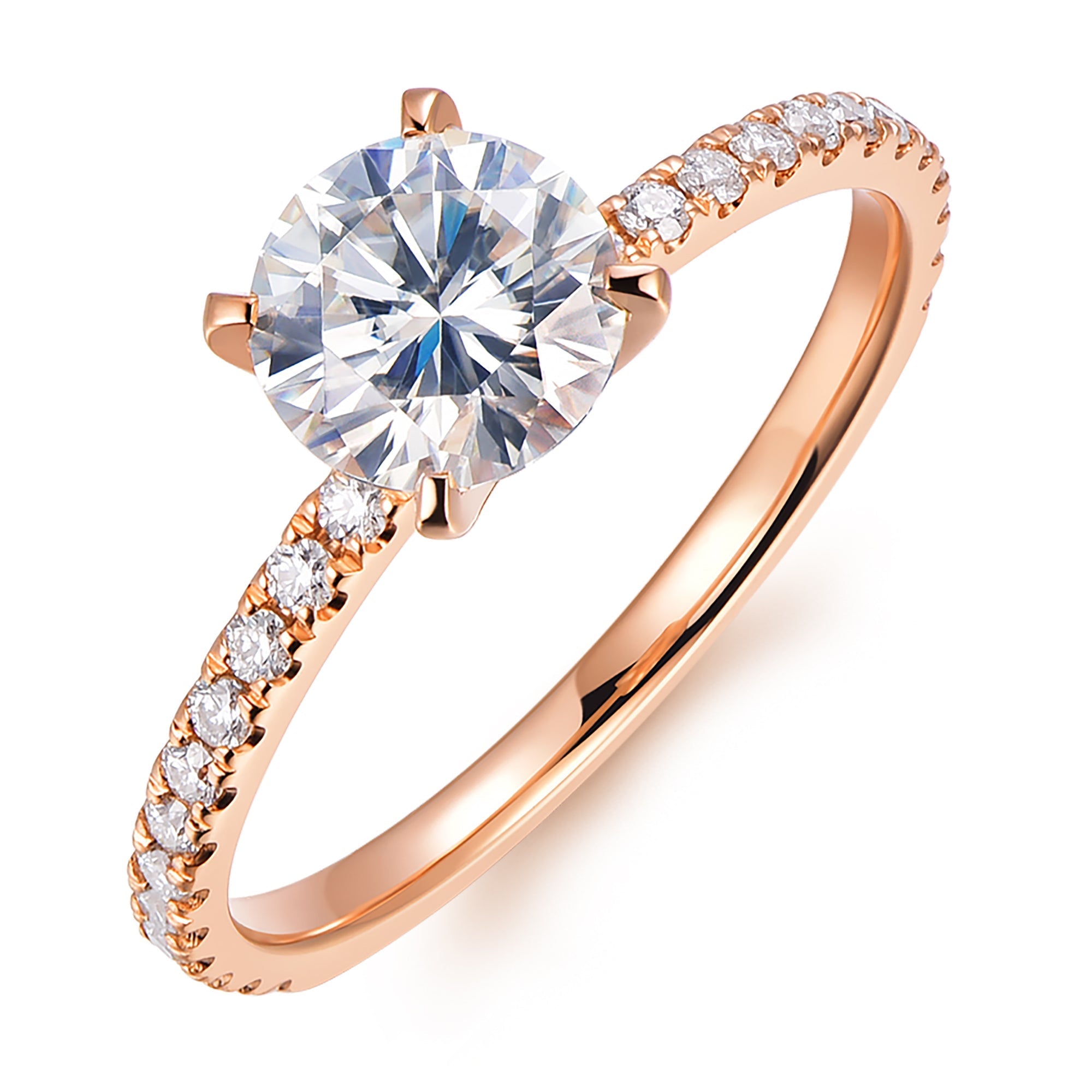 DochKata 14K Gold Moissanite Engagement Ring 1ct Round Brilliant Cut