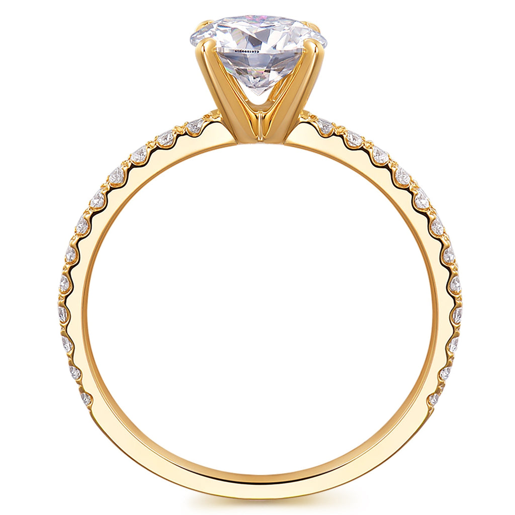 DochKata 14K Gold Moissanite Engagement Ring 1ct Round Brilliant Cut