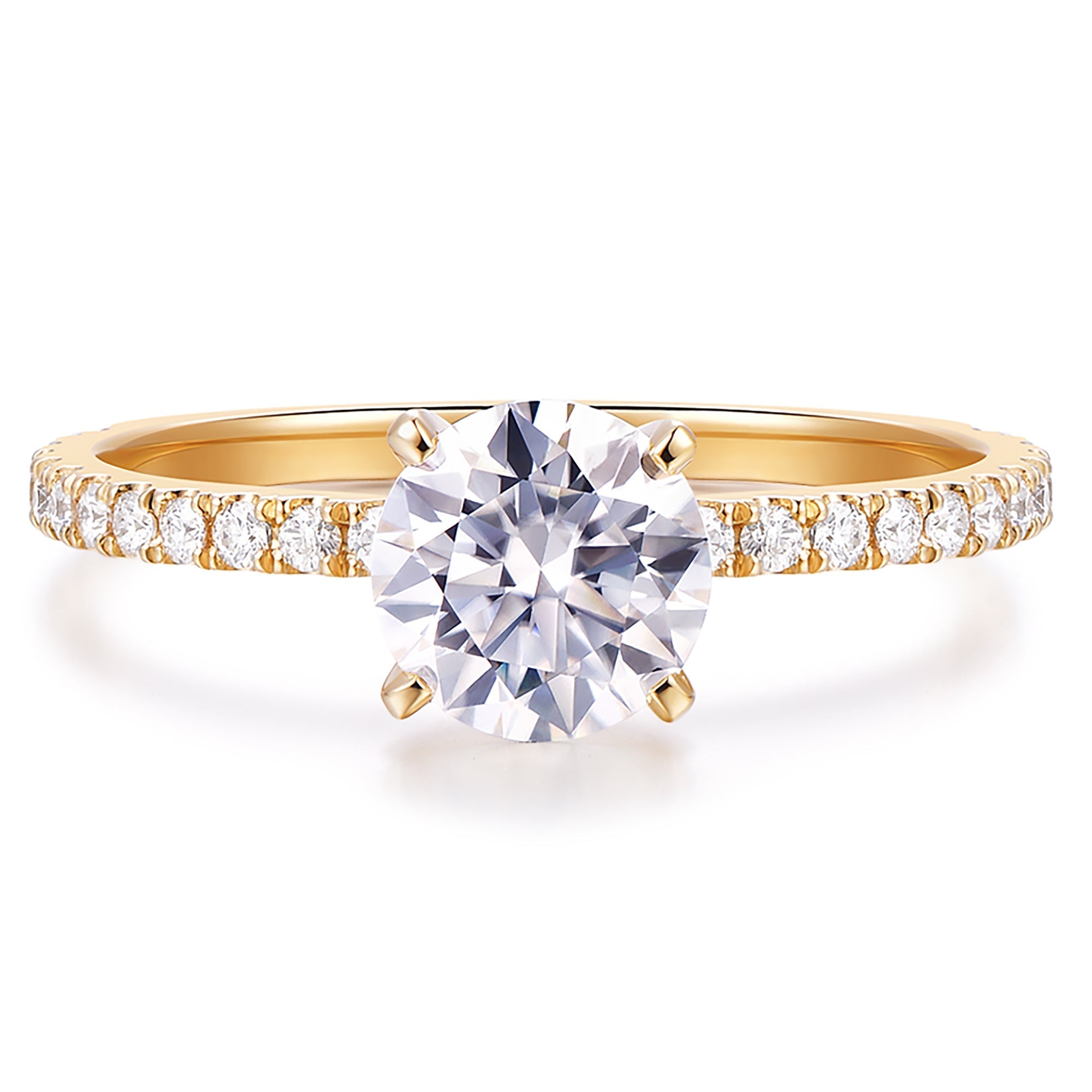 DochKata 14K Gold Moissanite Engagement Ring 1ct Round Brilliant Cut